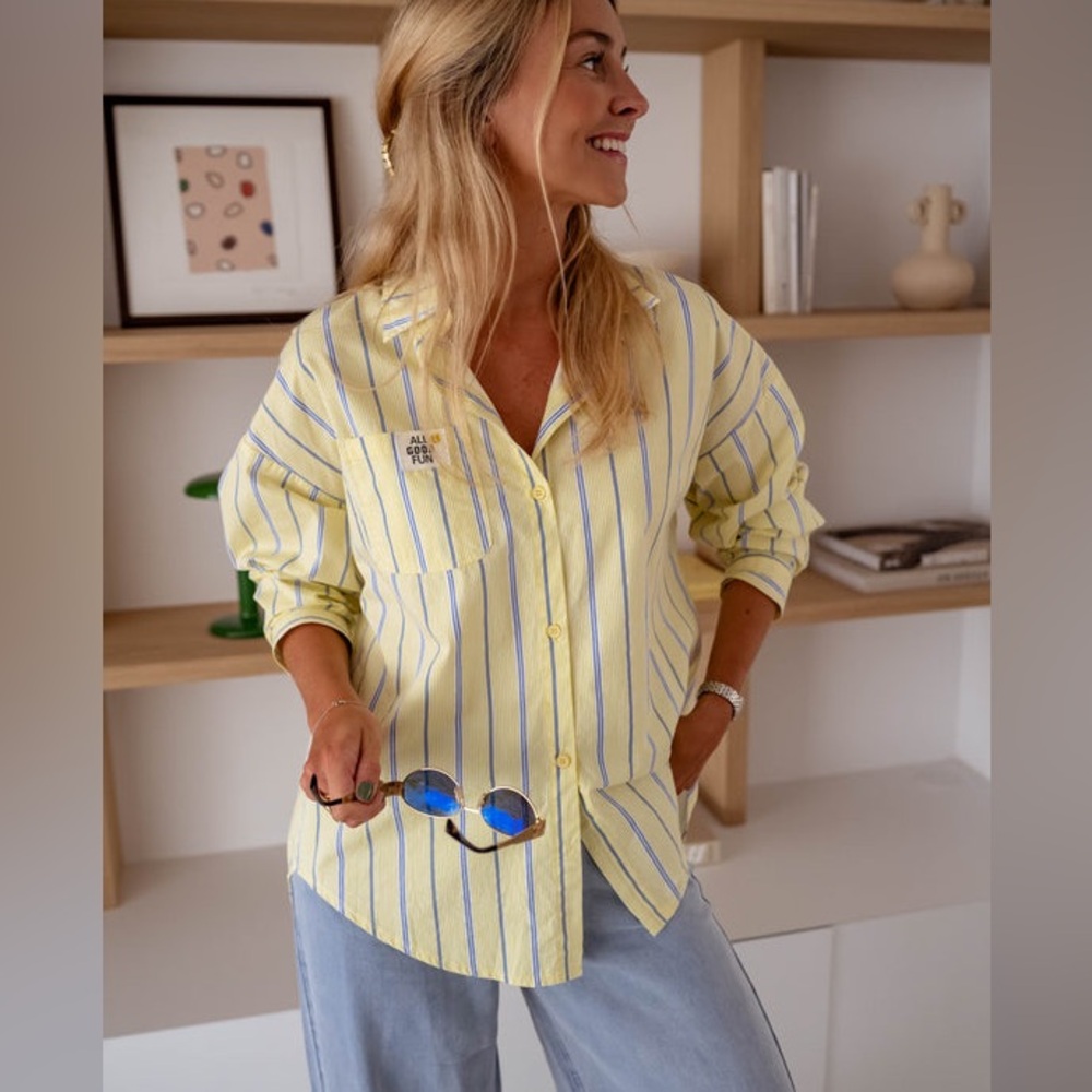 Easy Clothes Yellow Striped Happy Shirt